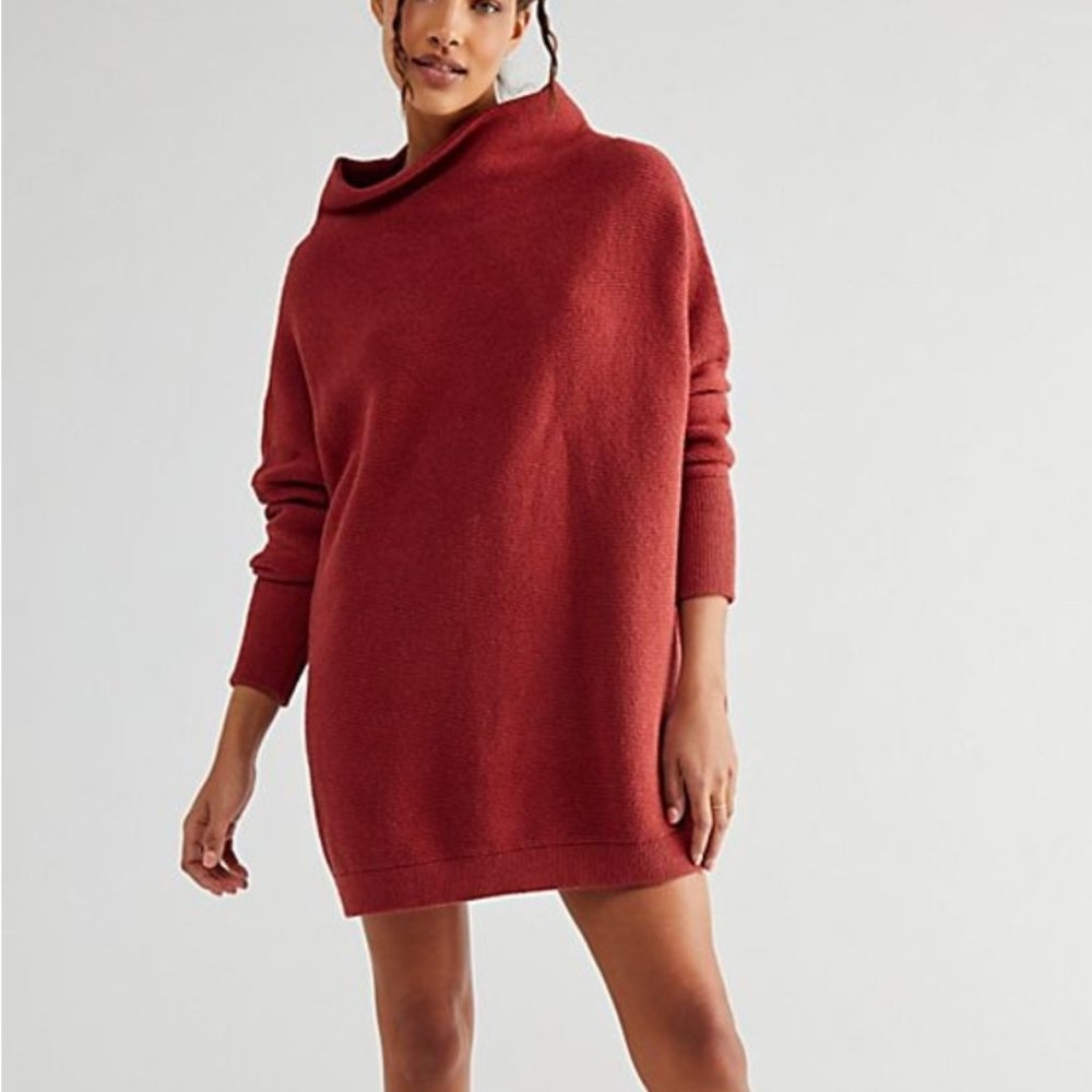 Free People Tunic Oversized Women's Sweater Burgundy - Size XS